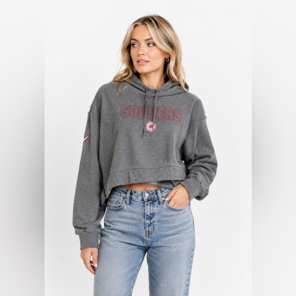 Nike Oklahoma Sooners Cropped Hoodie Gray Women’s Small Pullover Sweatshirt